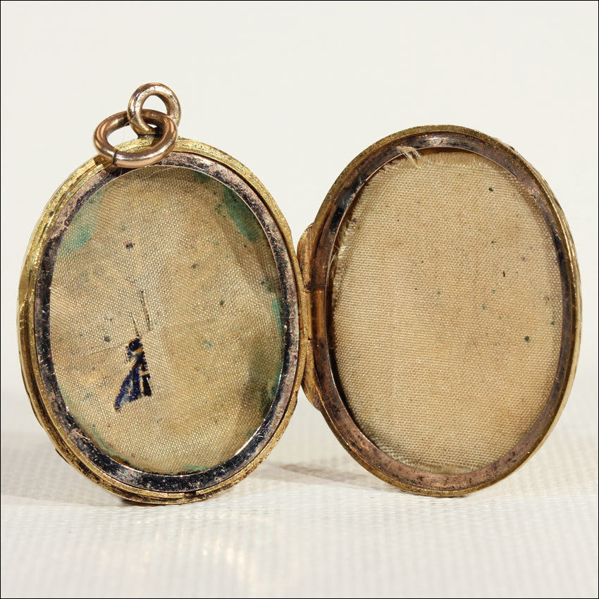 Victorian Enameled 15k Gold Locket, Dated 1867