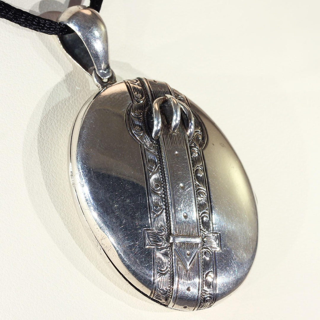 Victorian Silver Locket Buckle Motif