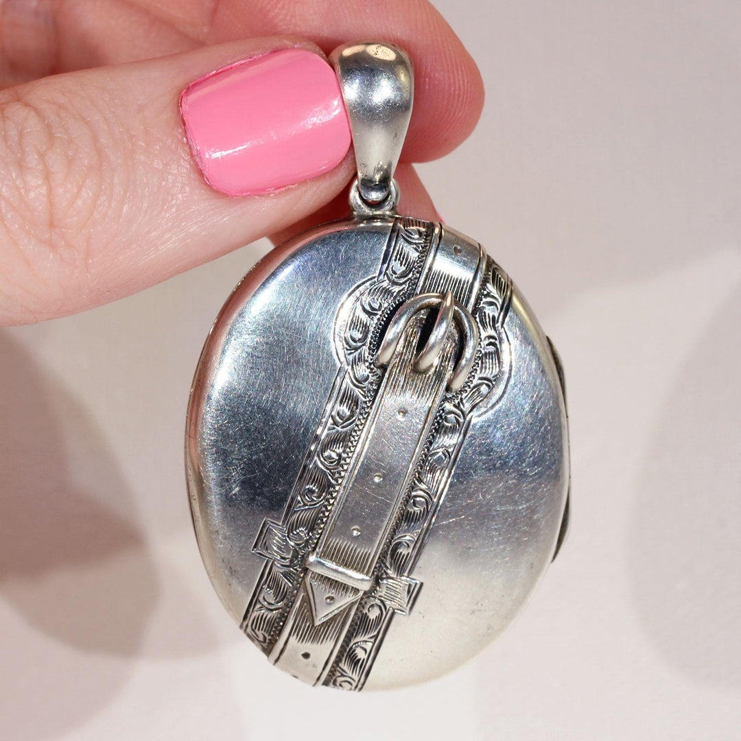 Victorian Silver Locket Buckle Motif