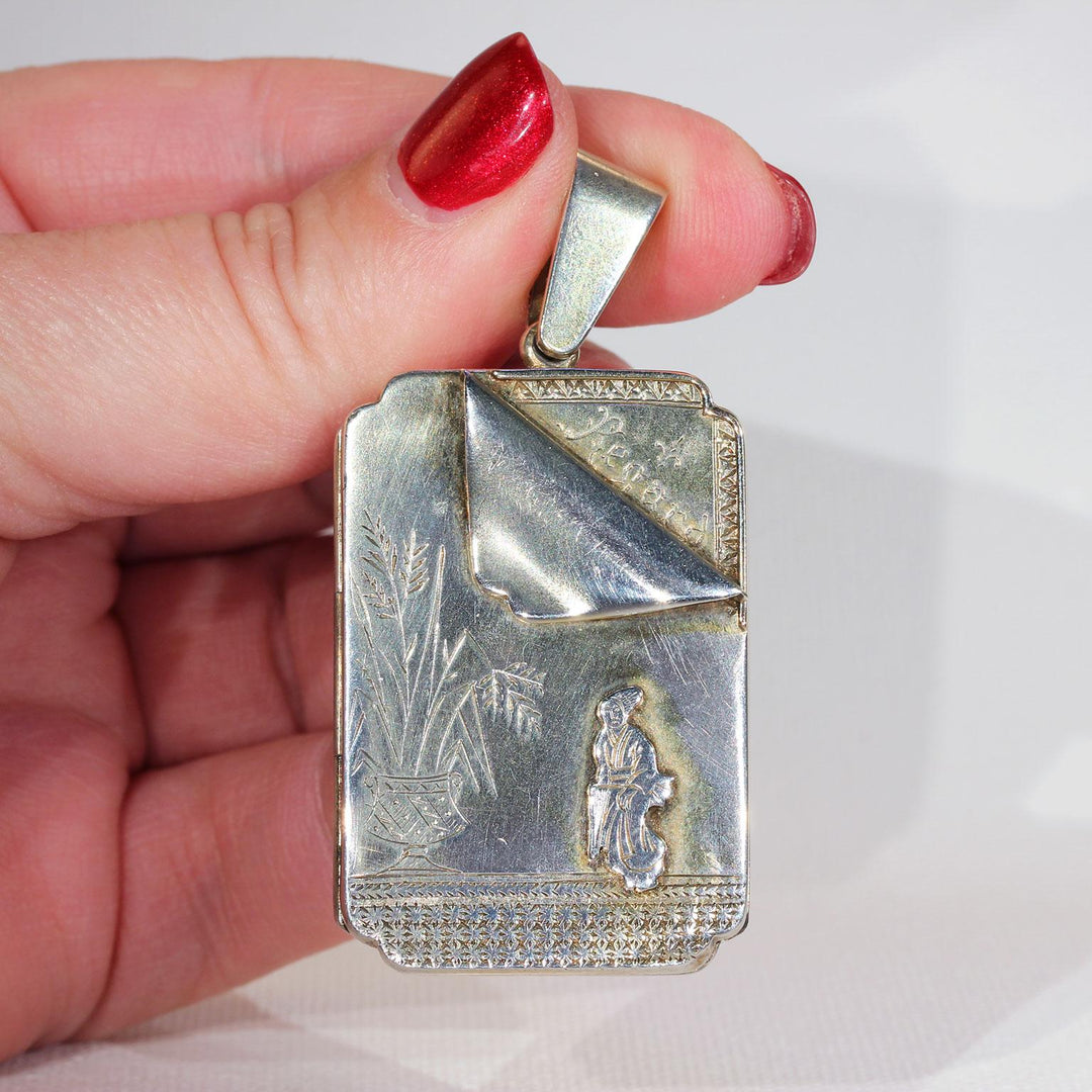 Antique Victorian 'Regard' Locket in Sterling Silver, c. 1880