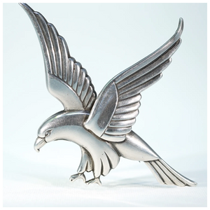 Large Silver Art Deco Bird Brooch Coro 1940s after Jensen