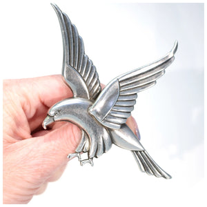 Large Silver Art Deco Bird Brooch Coro 1940s after Jensen