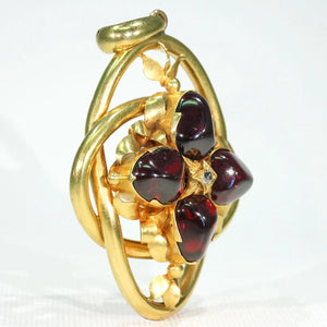 Large Victorian Garnet Diamond Gold Pendant Locket Backed