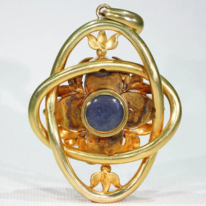 Large Victorian Garnet Diamond Gold Pendant Locket Backed