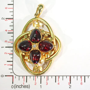 Large Victorian Garnet Diamond Gold Pendant Locket Backed