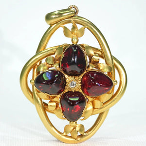 Large Victorian Garnet Diamond Gold Pendant Locket Backed