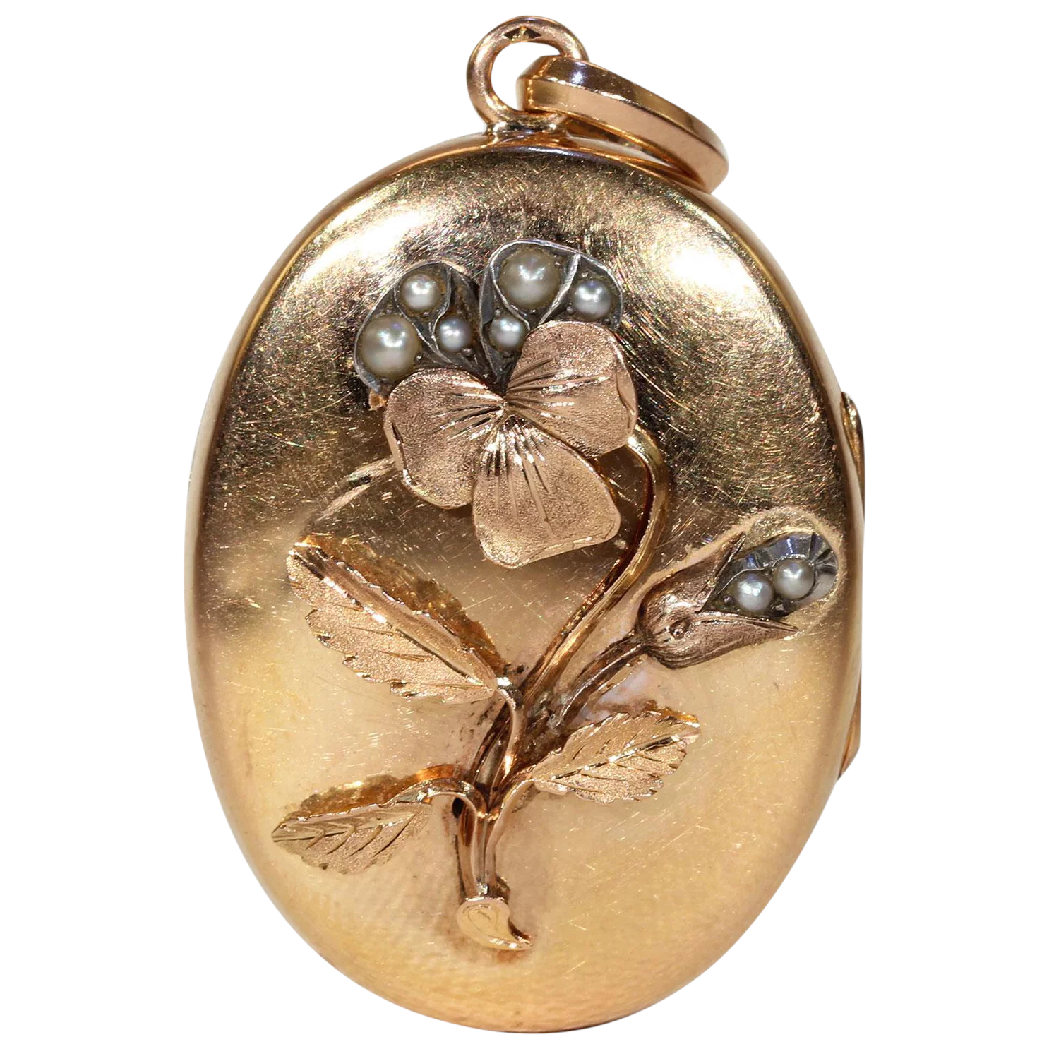 Lovely Victorian Pansy Locket Pearl Gold