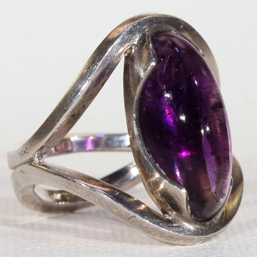Mid-Century Modern Amethyst Silver Ring by Otto Rasmusen