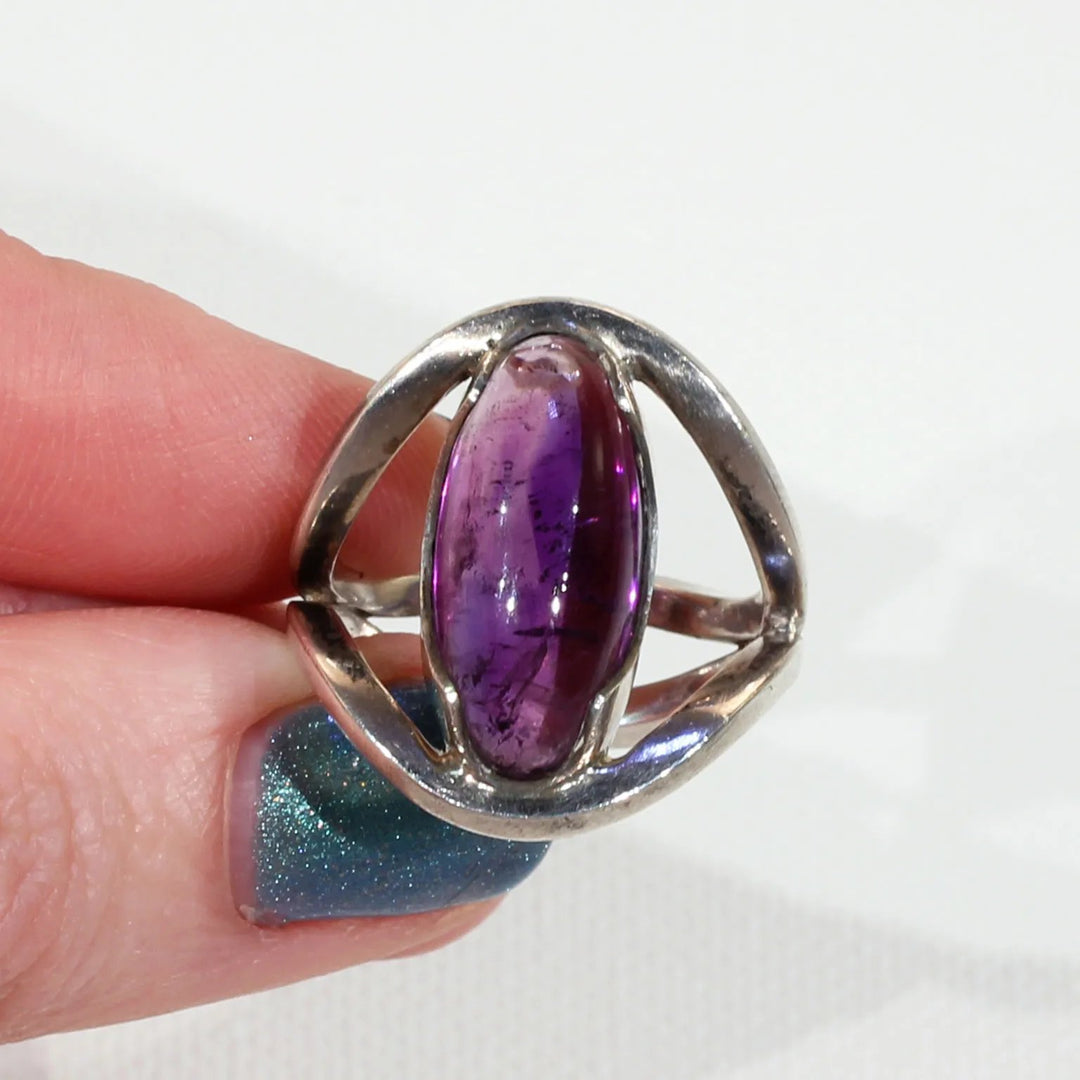 Mid-Century Modern Amethyst Silver Ring by Otto Rasmusen