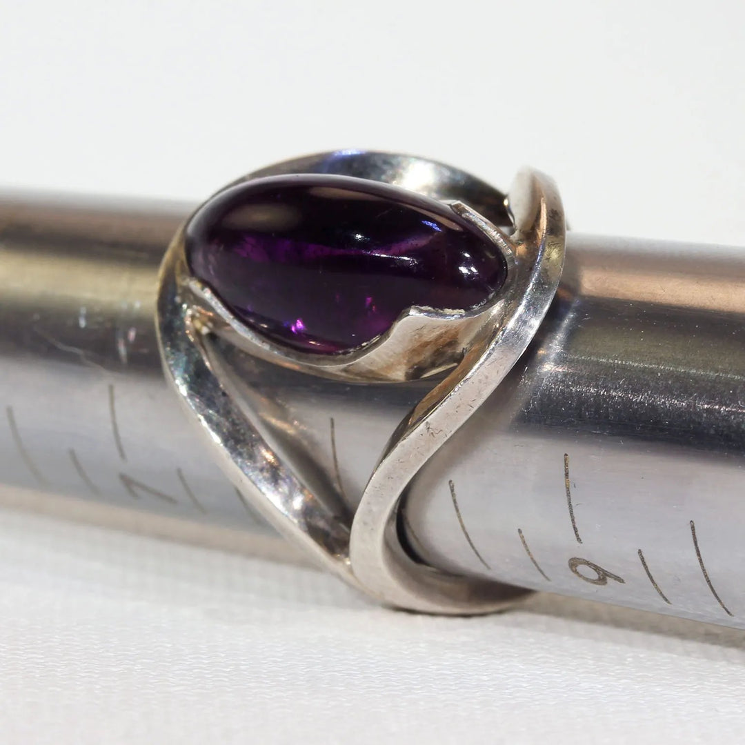 Mid-Century Modern Amethyst Silver Ring by Otto Rasmusen