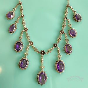 Silver Arts and Crafts Amethyst Drop Necklace