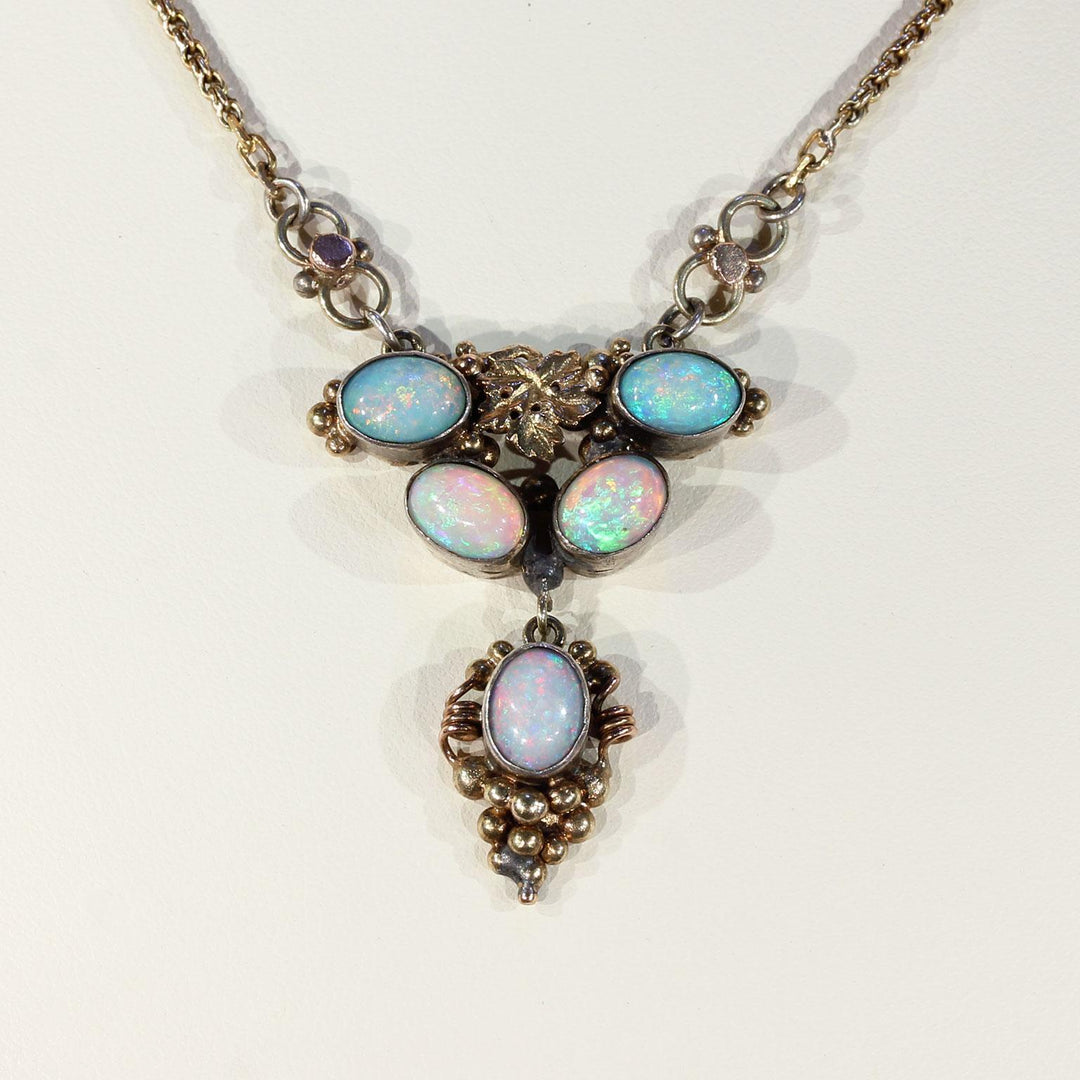 Antique Silver Gilt Opal Necklace
