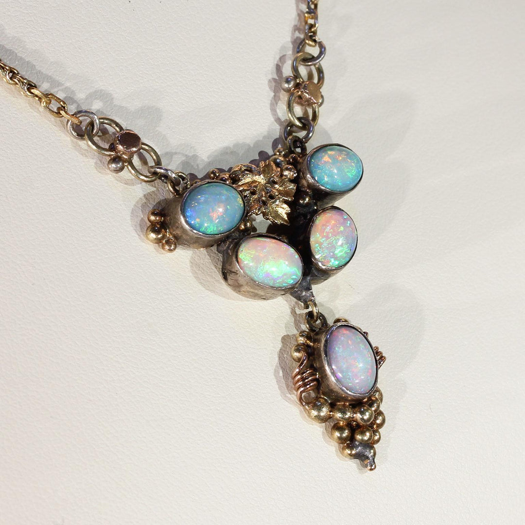 Antique Silver Gilt Opal Necklace
