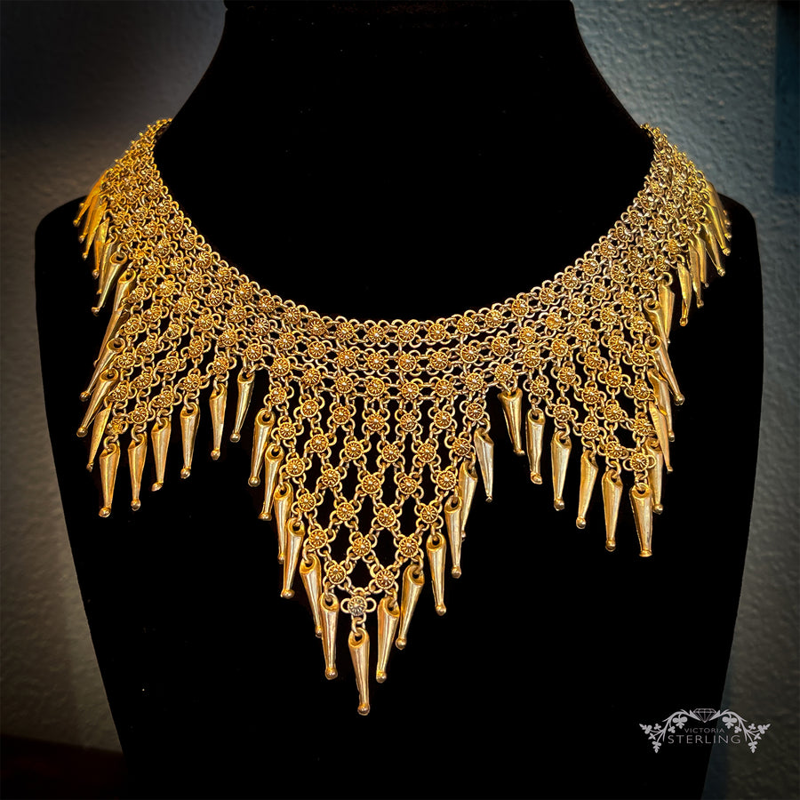 Vintage Silver Gilt Fringe Necklace