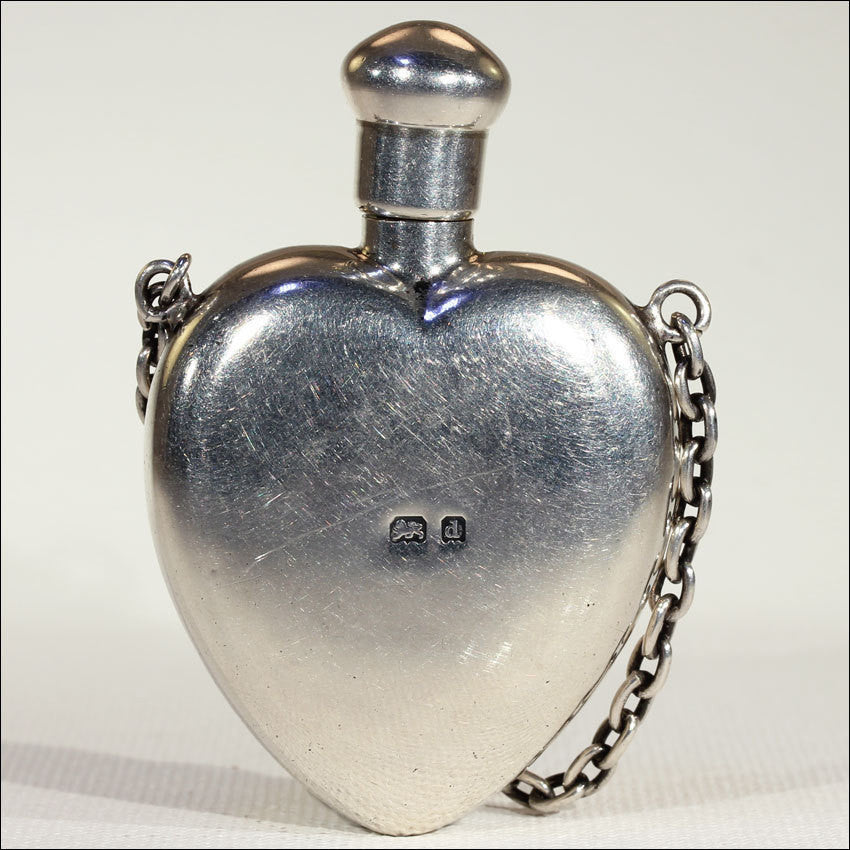 Antique Sterling Silver Heart-Shaped Perfume Bottle Pendant