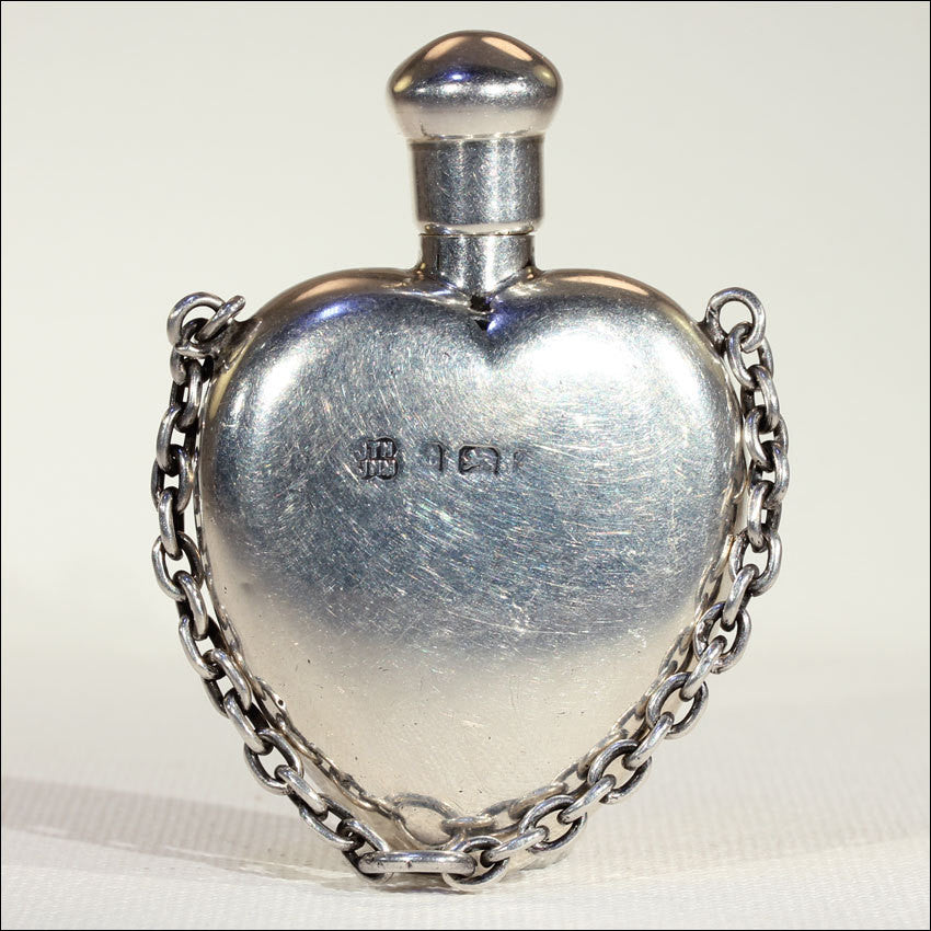 Antique Sterling Silver Heart-Shaped Perfume Bottle Pendant