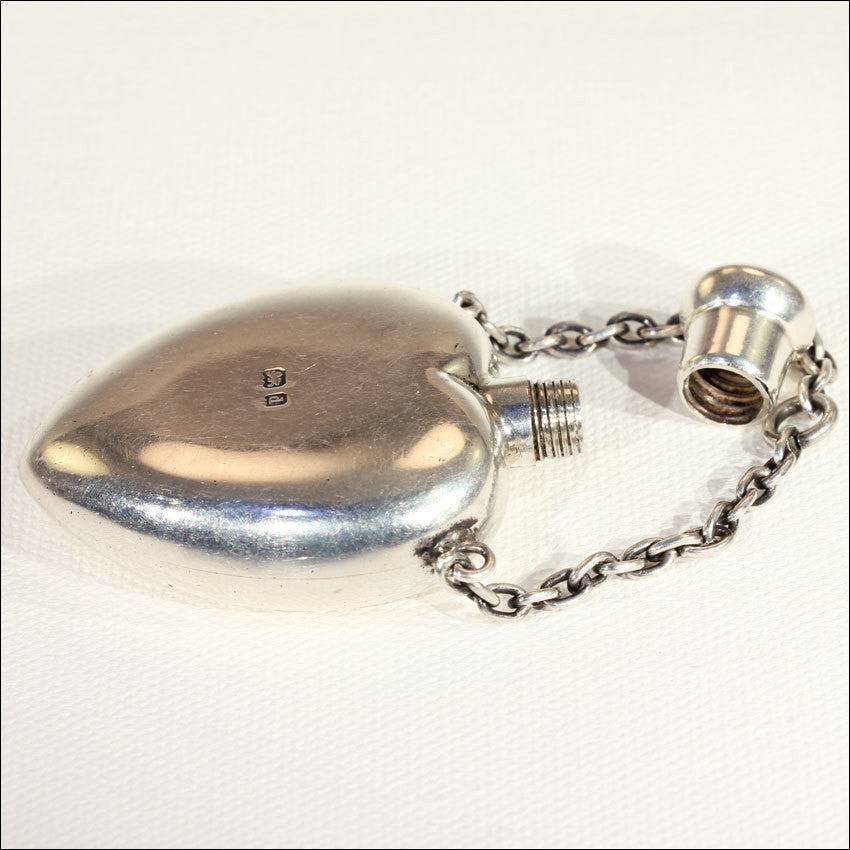 Antique Sterling Silver Heart-Shaped Perfume Bottle Pendant