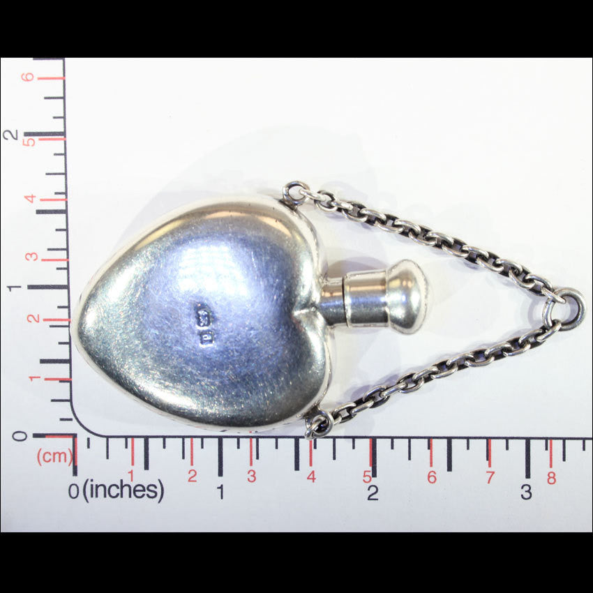 Antique Sterling Silver Heart-Shaped Perfume Bottle Pendant