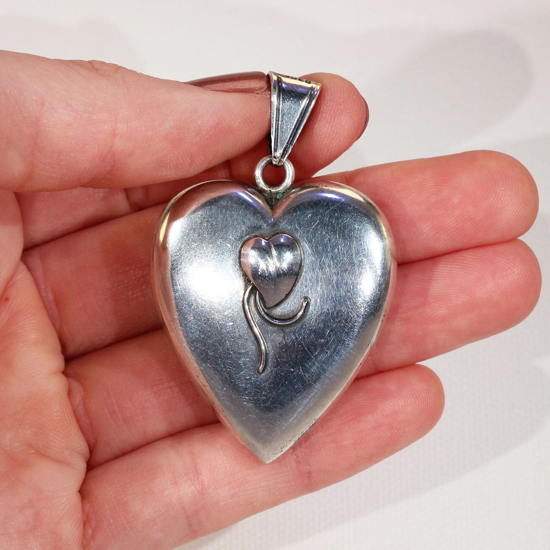 Vintage Mid Century Puffy Heart Pendant by Bernard Hertz