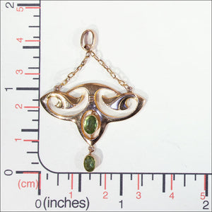 Antique Art Nouveau Peridot Pendant in 9k Gold, English c. 1900