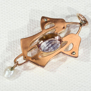 Antique Art Nouveau Pendant Amethyst Peridot Pearl