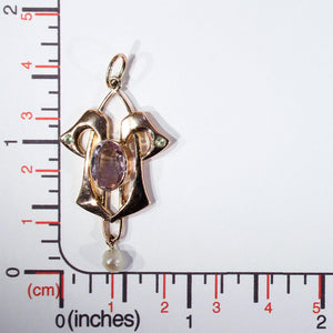 Antique Art Nouveau Pendant Amethyst Peridot Pearl