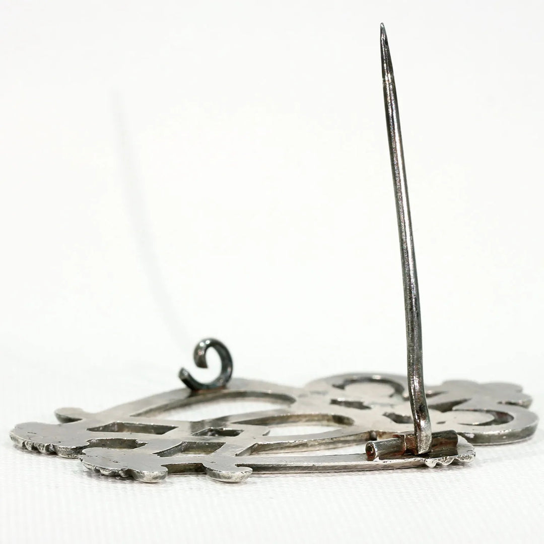 Pair Georgian Silver Luckenbooth Brooches Pins Scottish Wedding Jewelry
