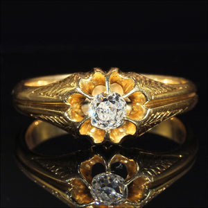Antique Victorian Diamond Solitaire Ring in 18k Gold