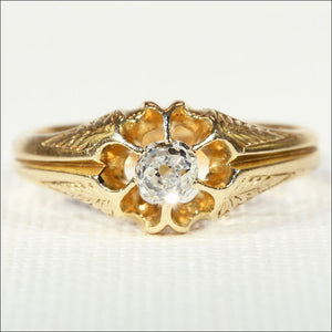 Antique Victorian Diamond Solitaire Ring in 18k Gold