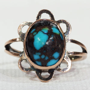 Antique Arts & Crafts Gold Turquoise Ring