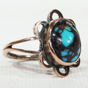 Antique Arts & Crafts Gold Turquoise Ring