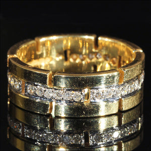 Funky '70s Vintage Diamond and Gold Eternity Band