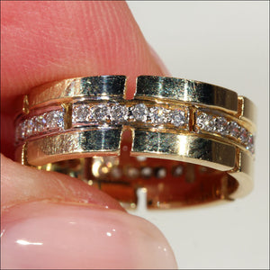 Funky '70s Vintage Diamond and Gold Eternity Band