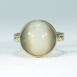 Vintage Cats Eye Quartz Ring 14k Gold Solitaire