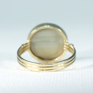 Vintage Cats Eye Quartz Ring 14k Gold Solitaire