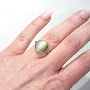 Vintage Cats Eye Quartz Ring 14k Gold Solitaire