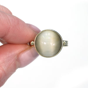 Vintage Cats Eye Quartz Ring 14k Gold Solitaire