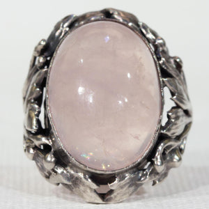 Antique Silver Pink Quartz Arts & Crafts Ring