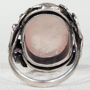 Antique Silver Pink Quartz Arts & Crafts Ring