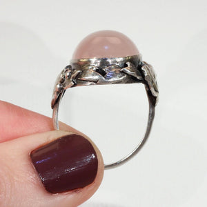 Antique Silver Pink Quartz Arts & Crafts Ring