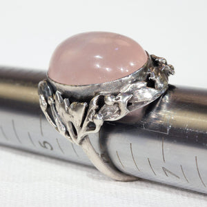 Antique Silver Pink Quartz Arts & Crafts Ring