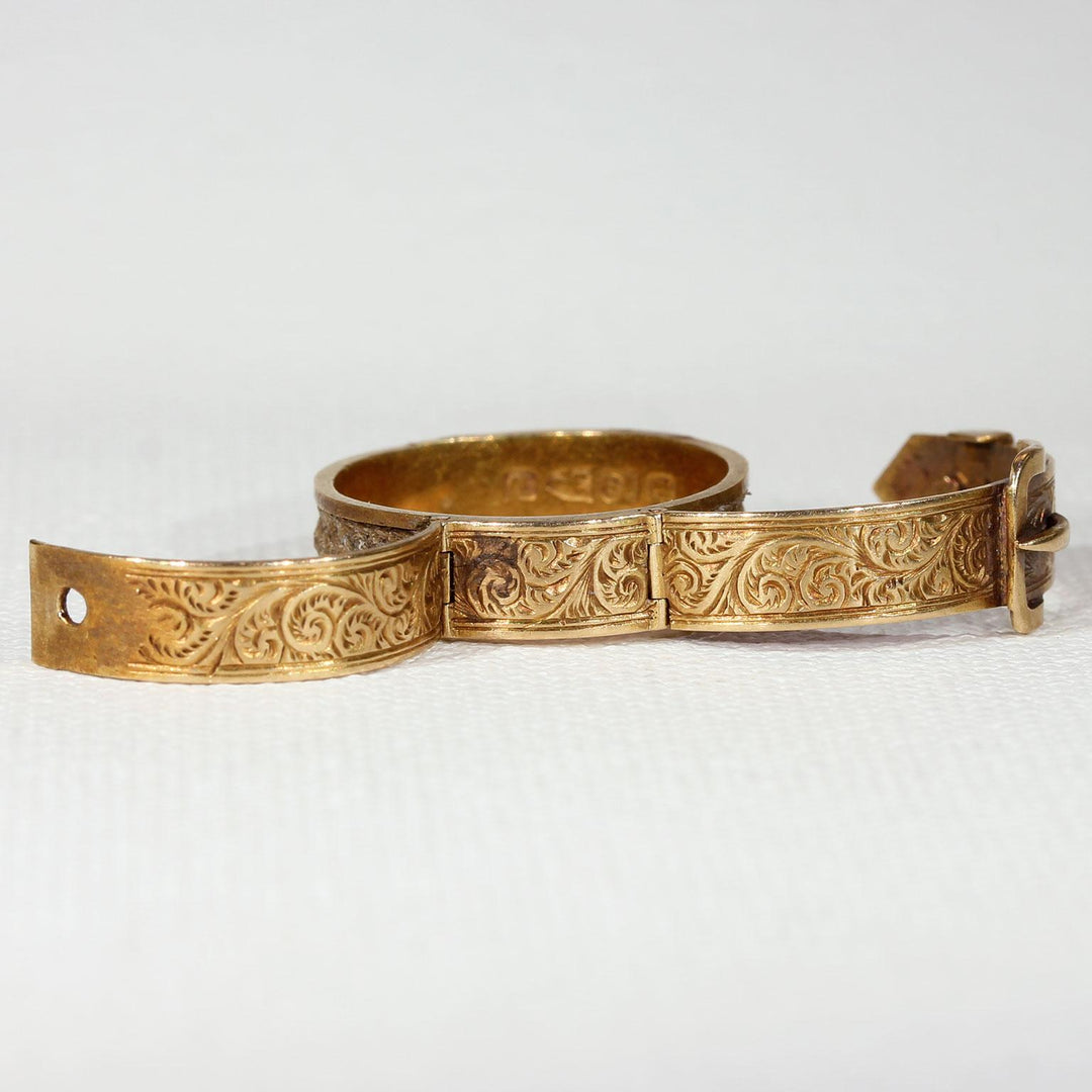 Gold Victorian Opening Buckle Ring Hair Memorial