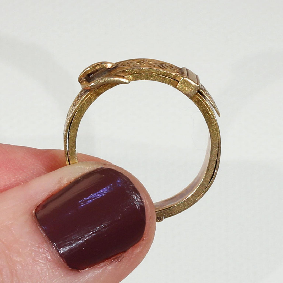 Gold Victorian Opening Buckle Ring Hair Memorial