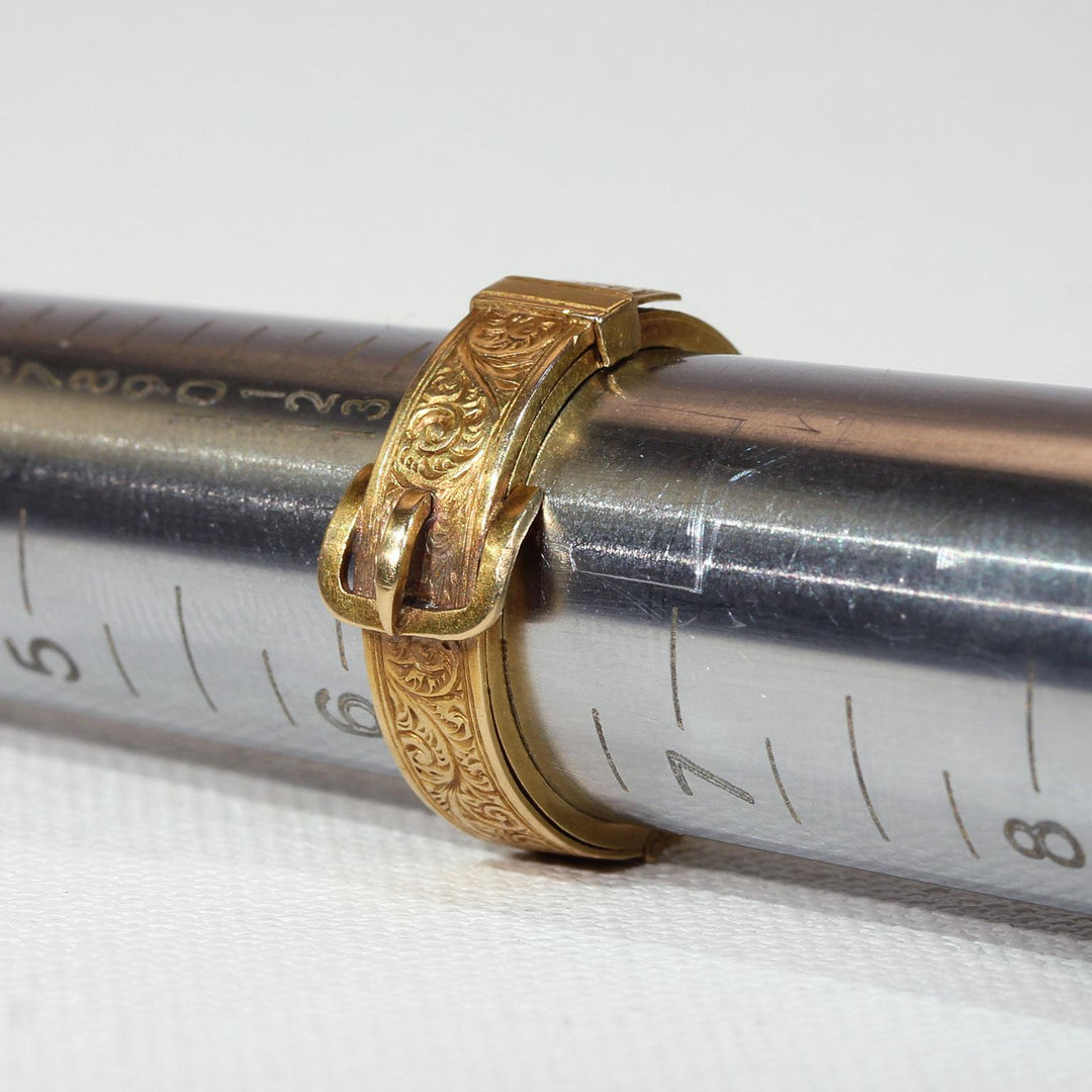Gold Victorian Opening Buckle Ring Hair Memorial