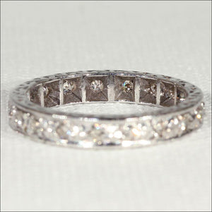 Vintage Diamond Eternity Band, Size 6.5 in 18k White Gold