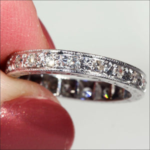 Vintage Diamond Eternity Band, Size 6.5 in 18k White Gold