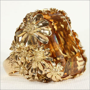 Vintage Designer 75ct+ Citrine and Gold Cocktail Ring, c. 1960 in 18k Gold