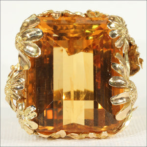 Vintage Designer 75ct+ Citrine and Gold Cocktail Ring, c. 1960 in 18k Gold