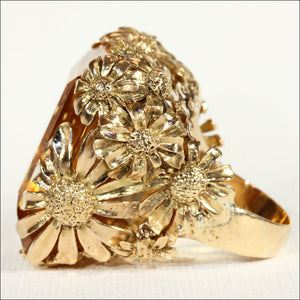 Vintage Designer 75ct+ Citrine and Gold Cocktail Ring, c. 1960 in 18k Gold