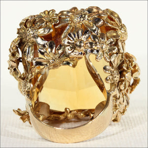 Vintage Designer 75ct+ Citrine and Gold Cocktail Ring, c. 1960 in 18k Gold